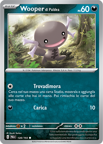 Wooper di Paldea 128/193 Reverse Holo - ITA - Near Mint - Scarlatto e Violetto - Evoluzioni a Paldea - Carta Pokemon