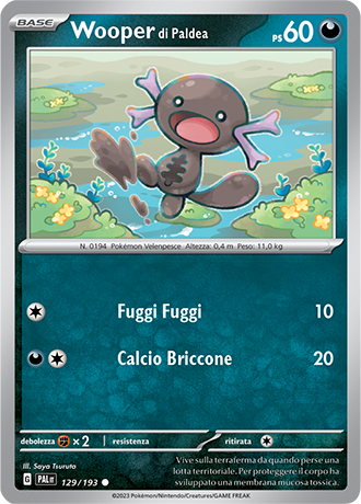 Wooper di Paldea 129/193 Reverse Holo - ITA - Near Mint - Scarlatto e Violetto - Evoluzioni a Paldea - Carta Pokemon