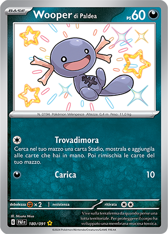 Wooper di Paldea Shiny 180/091 - ITA - Near Mint - Scarlatto e Violetto - Destino di Paldea - Carta Pokemon