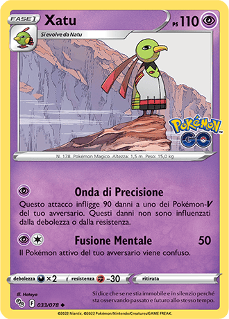 Xatu 033/078 - ITA - Near Mint - Spada e Scudo - Pokemon GO - Carta Pokemon