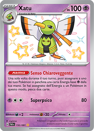 Xatu Shiny 152/091 - ITA - Near Mint - Scarlatto e Violetto - Destino di Paldea - Carta Pokemon