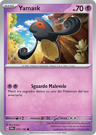 Yamask 075/182 - ITA - Near Mint - Scarlatto e Violetto - Paradosso Temporale - Carta Pokemon