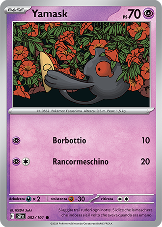 Yamask 082/191 - ITA - Near Mint - Scarlatto e Violetto - Scintille Folgoranti - Carta Pokemon 0