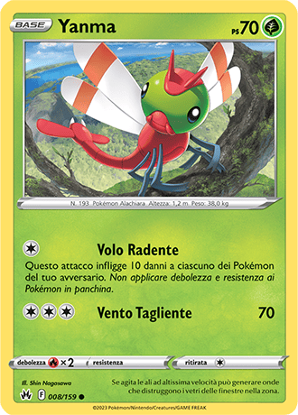 Yanma 008/159 - ITA - Near Mint - Spada e Scudo - Zenit Regale - Carta Pokemon