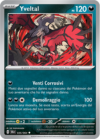 Yveltal 035/064 Reverse Holo Non Comune - ITA - Near Mint - Scarlatto e Violetto - Segreto Fiabesco - Carta Pokemon