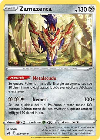 Zamazenta 097/159 Holo - ITA - Near Mint - Spada e Scudo - Zenit Regale - Carta Pokemon