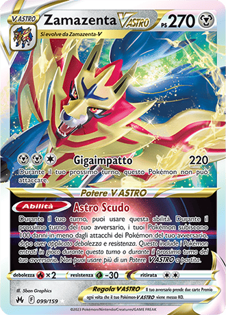 Zamazenta V Astro 099/159 - ITA - Near Mint - Spada e Scudo - Zenit Regale - Carta Pokemon