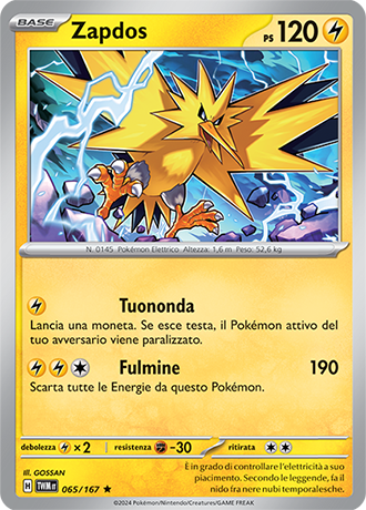 Zapdos 065/167 Holo Rara - ITA - Near Mint - Scarlatto e Violetto - Crepuscolo Mascherato - Carta Pokemon