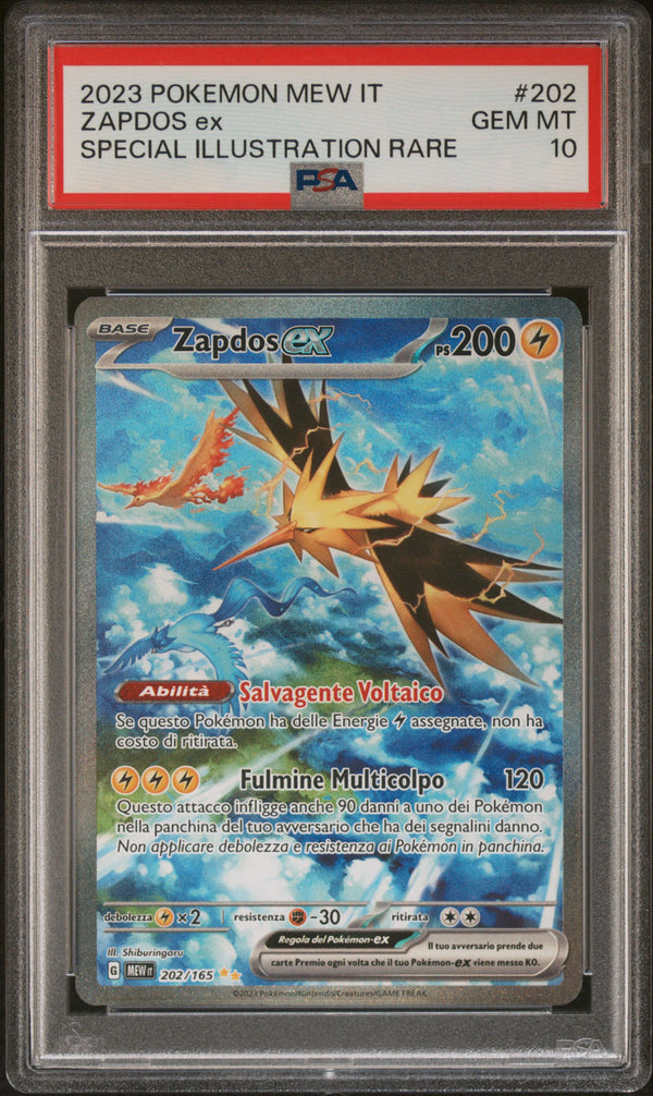 Zapdos EX 202/165 Alternative Art - ITA - Mint - Gradata PSA 10 - Scarlatto e Violetto - 151 - Carta Pokemon