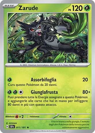 Zarude 011/191 Holo - ITA - Near Mint - Scarlatto e Violetto - Scintille Folgoranti - Carta Pokemon