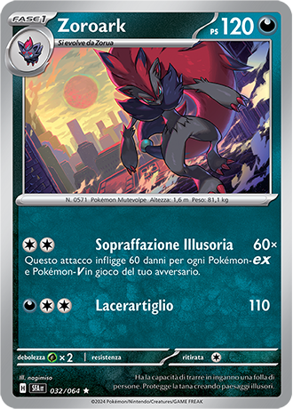 Zoroark 032/064 Holo Rara - ITA - Near Mint - Scarlatto e Violetto - Segreto Fiabesco - Carta Pokemon